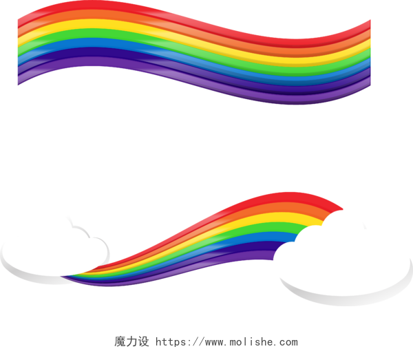 卡通彩虹云朵素材